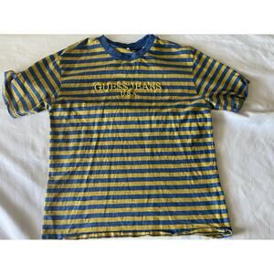 ASAP Rocky x GUESS Jeans T Shirt Blue Yellow Striped Gue$$ Originals Men's Sz M